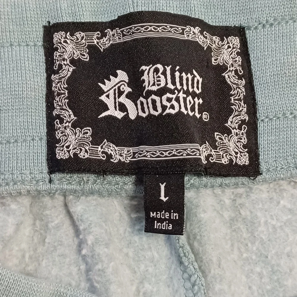 Blind Rooster Mens Dragon Graphic Sweat Shorts Blu Green Large Embroidered Kanji